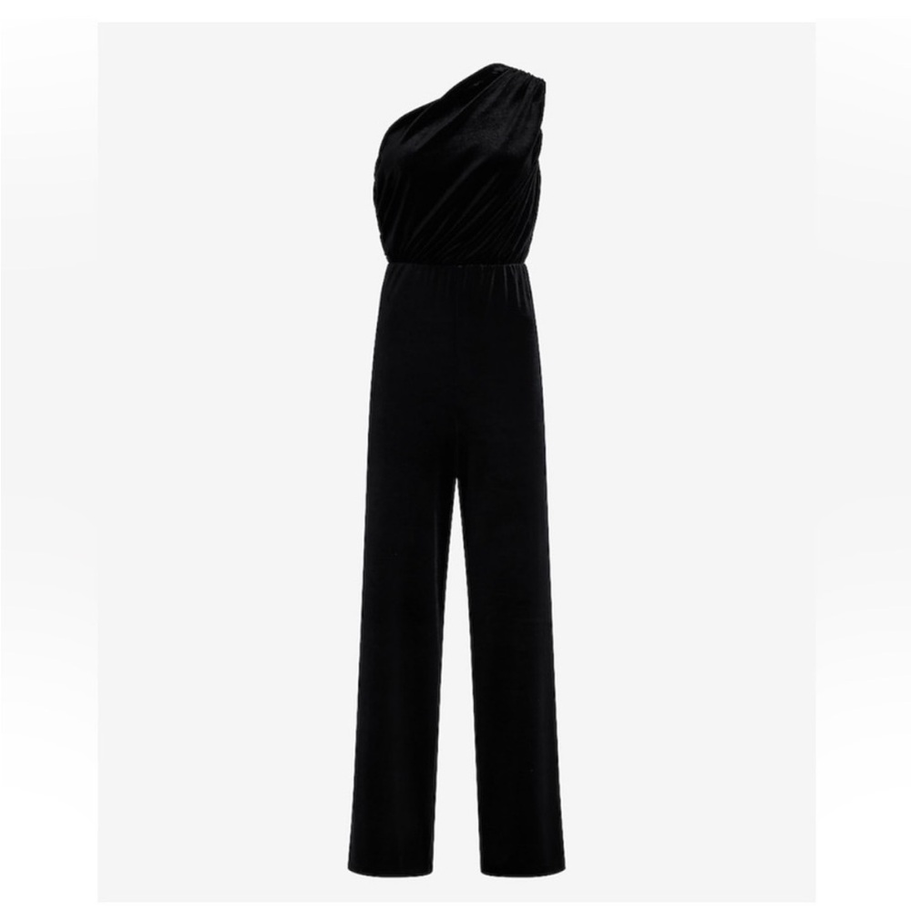 Express Velvet One Shoulder Wide
Leg Jumpsuit